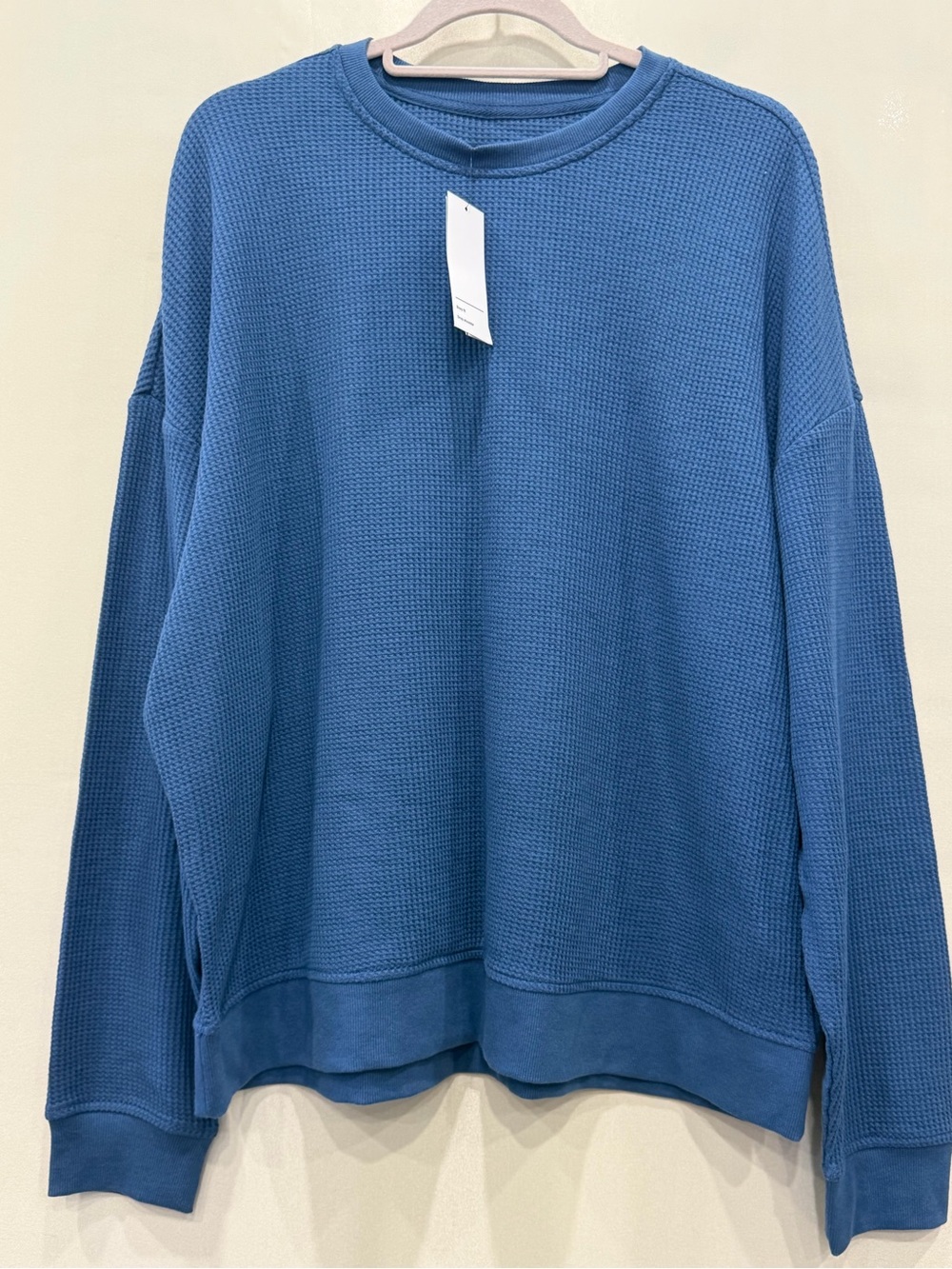 Original Use Mens L Crewneck Shirt NWT Blue Boxy Fit Drop Shoulder Soft Knit